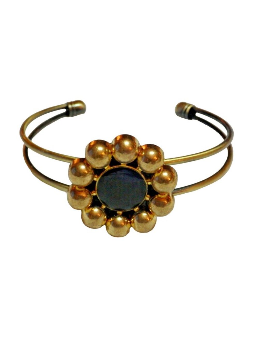 Vintage Button Bracelet Handcrafted Gold Back CAbochon 6 to 8 inch